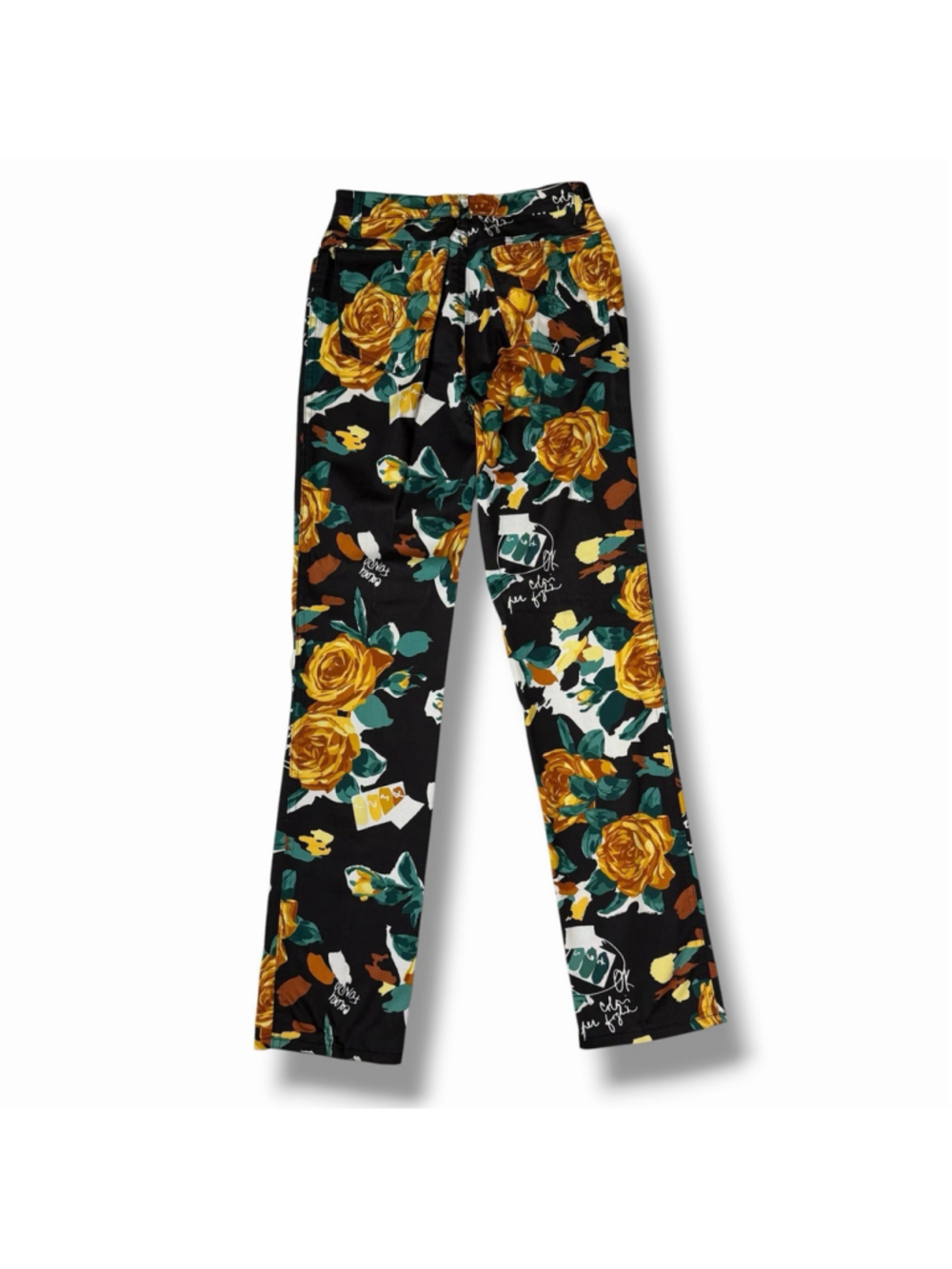VTG Moschino Jeans Y2K Womens Mid Rise Rose Print Straight Pants 28x31 READ - Picture 2 of 13